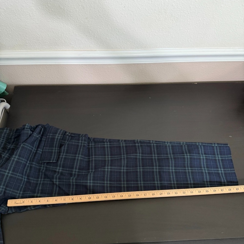 PacSun Cargo Pants Men's Large Navy Green Plaid Drawstring Waist Pockets Classic - Picture 10 of 10